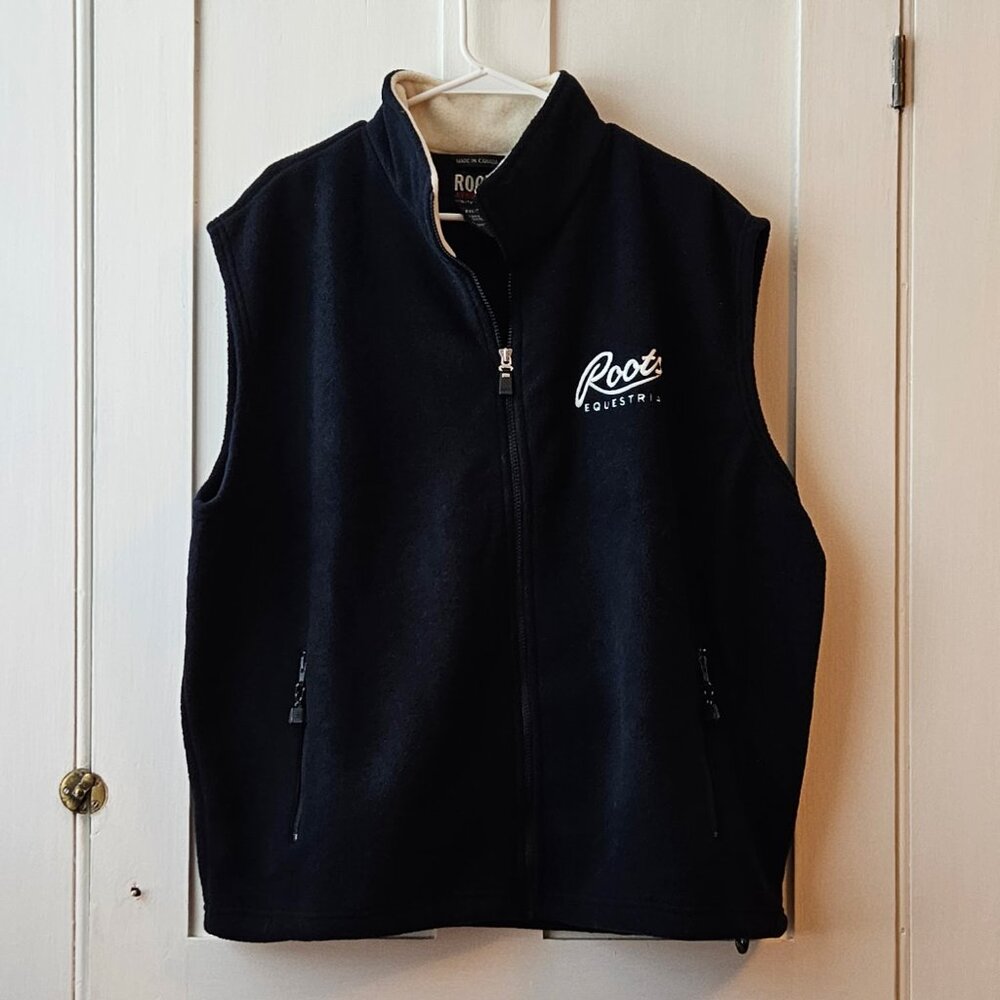 Men's Roots Equestrian Fleece Vest in Navy | Men's XXL | NWOT
